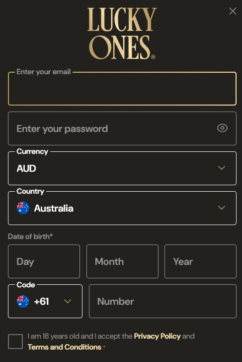 Lucky Ones casino sign up