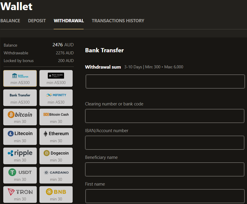 LuckyOnes Withdrawal